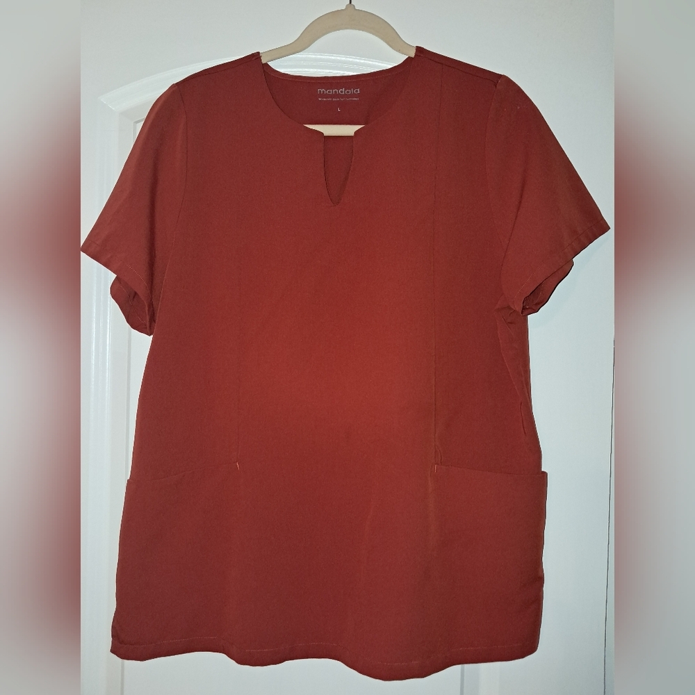Mandala Burnt Orange Scrub Top